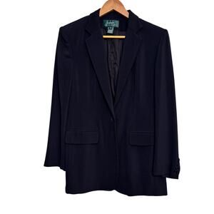 Vintage Lauren Ralph Lauren Navy Blue Blazer Sz 6 Classic Single-Breasted Jacket